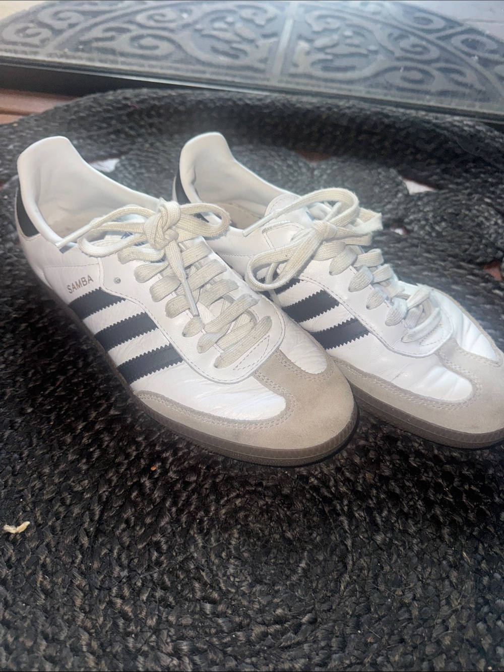 adidas Samba White Black Stripes Gray Suede Low-Top Sneakers